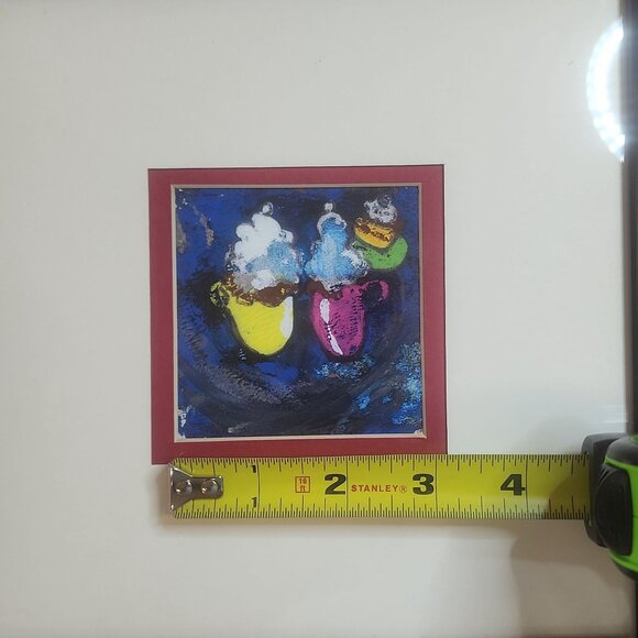 Whimsical Framed Coffee & Dessert Original Artwork Impasto Style 3 x 3 in. - Picture 11 of 14